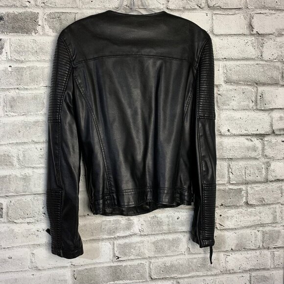 Topshop Black Faux Leather Moto Biker Jacket - Picture 5 of 16